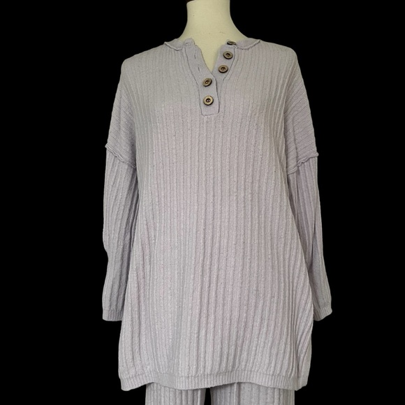 Free People Around The Clock‎ Tunic Pullover Sweater Ribbed Jogger Set In Lilac - Picture 9 of 12